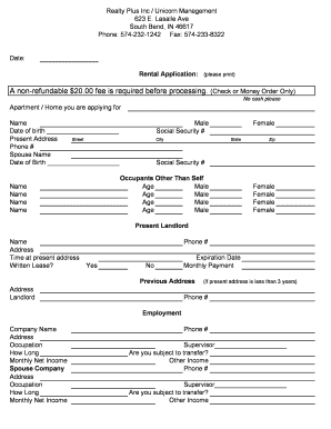 Rental Application Form