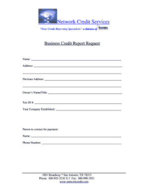 Business Credit Report Request Form