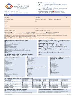 HRSouthwest Conference Registration Form