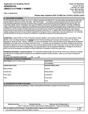 New Hampshire Residential Building Permit Application
