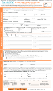 Sharonview Federal Credit Union Membership Account Application