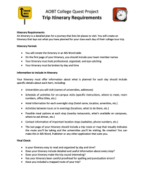 editable how to make an itinerary on word fill out print forms how to make an itinerary on word