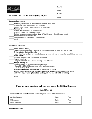 Antepartum Discharge Instructions