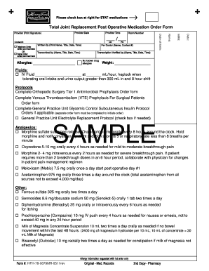 Post Operative Medication Order Form