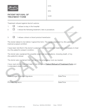 Patient Refusal of Treatment Form