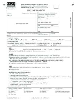 Postpartum Orders Form