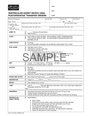 Ventricular Assist Device Postoperative Transfer Orders