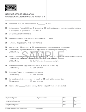 Ischemic Stroke Medication Admission Orders