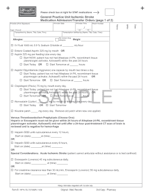 Ischemic Stroke Medication Admission Transfer Orders