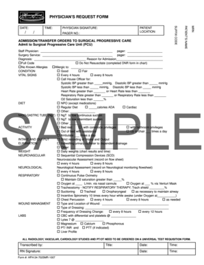 Physician's Request Form for Surgical Progressive Care