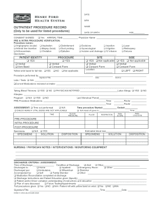 Outpatient Procedure Record