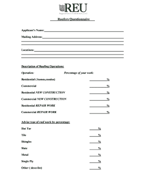 Roofers Questionnaire