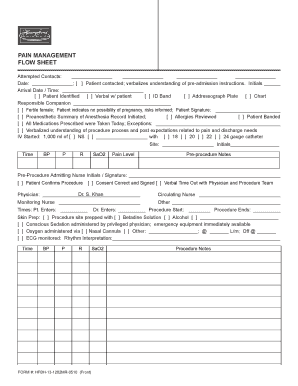 Pain Management Flow Sheet