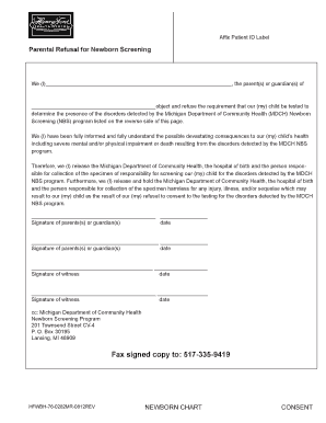 Parental Refusal for Newborn Screening