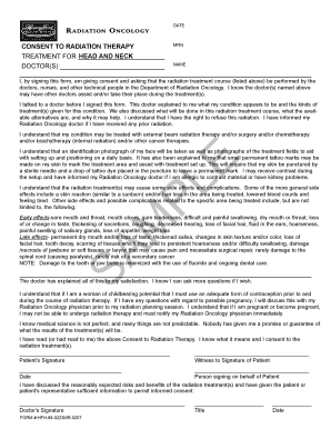 Radiation Therapy Consent Form