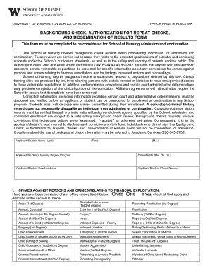 University of Washington Nursing Background Check Form
