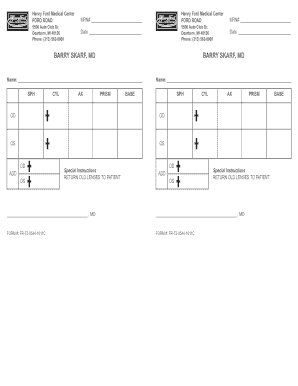Henry Ford Medical Center Prescription Form