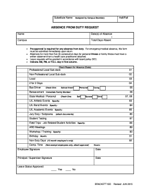 Absence From Duty Request