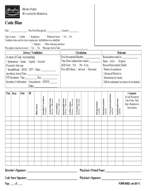 Code Blue Event Report Form