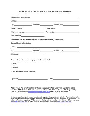 Financial Electronic Data Interchange Form