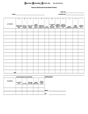 Schedule of Position on Completed and Uncompleted Projects