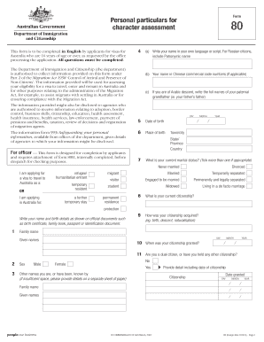 Australian Visa Application Form 80