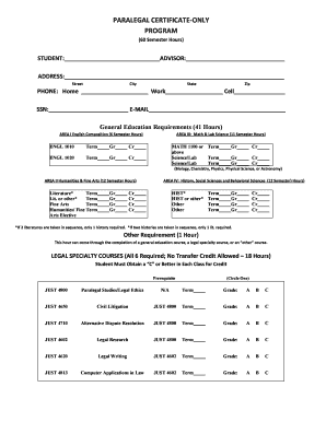 Paralegal Certificate Program Form