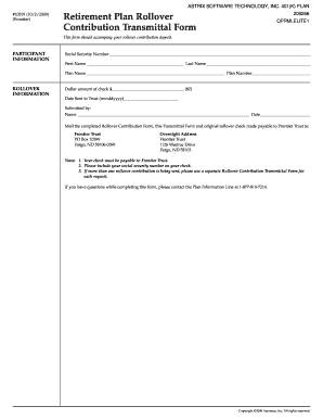 Retirement Plan Rollover Contribution Transmittal Form
