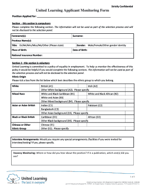 United Learning Applicant Monitoring Form