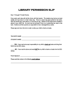 Library Permission Slip