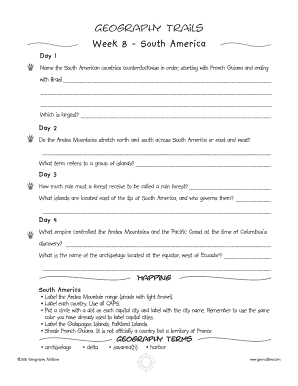 South America Geography Worksheet