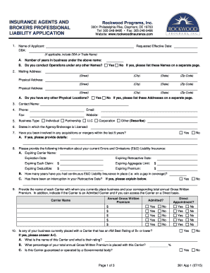 Insurance Agents and Brokers Professional Liability Application