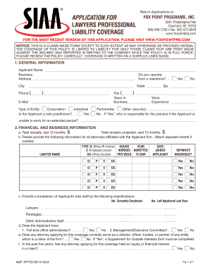 Lawyers Professional Liability Insurance Application