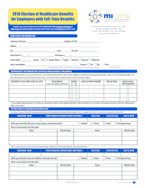 2016 Healthcare Benefits Election Form