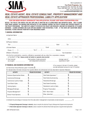 Real Estate Professional Liability Application
