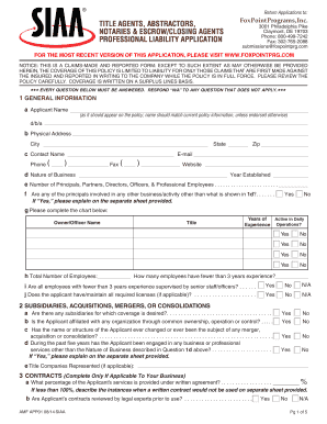 Professional Liability Application