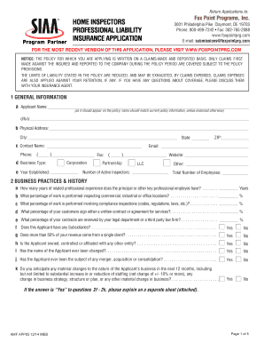 Professional Liability Insurance Application