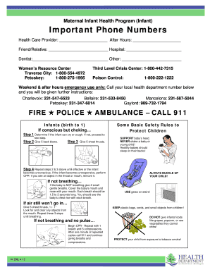 Maternal Infant Health Program Emergency Contact Form