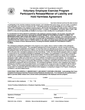 Voluntary Employee Exercise Program Waiver