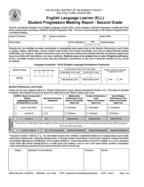 English Language Learner Student Progression Meeting Report