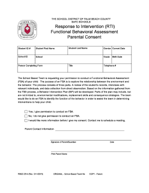 Functional Behavioral Assessment Parental Consent