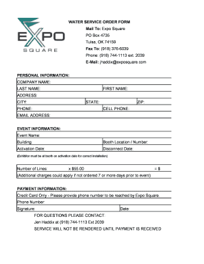 Water Service Order Form