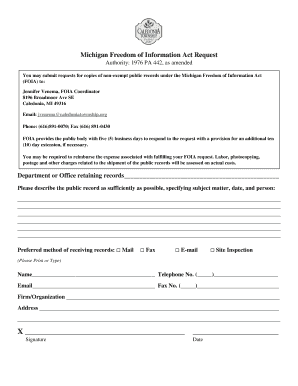 Michigan Freedom of Information Act Request