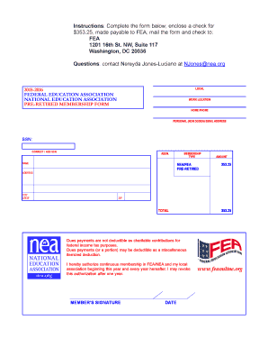 NEA FEA Pre-Retired Membership Form