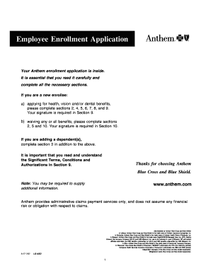 Anthem Employee Enrollment Application