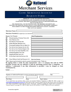 Merchant Account Closure Request Form