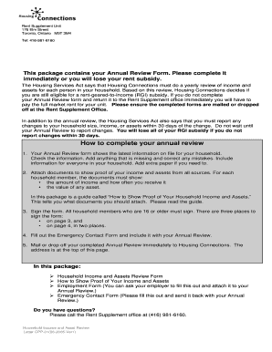 Household Income and Assets Review Form