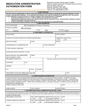 Medication Administration Authorization Form