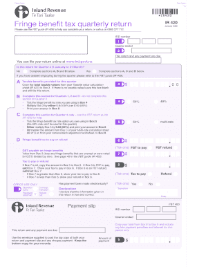 Fringe Benefit Tax Quarterly Return IR 420