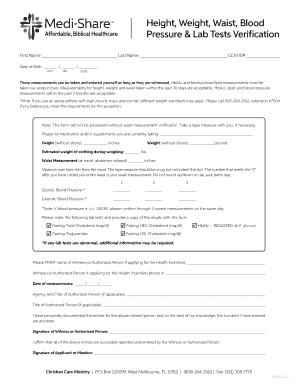Health Metrics Verification Form